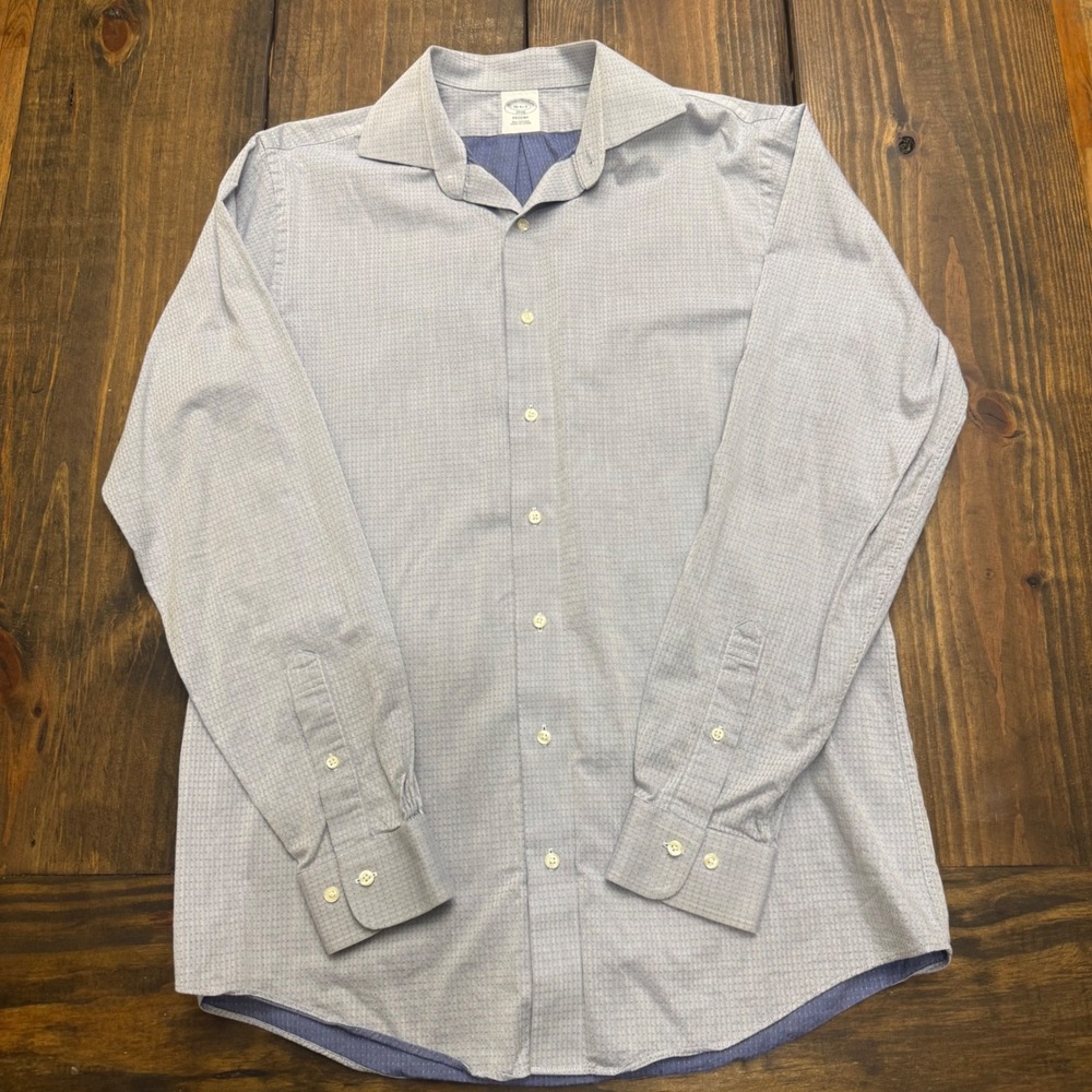 Brooks Brothers Regent Fit 1818 Cotton Dress Shirt Mens 16‎ 6/7 Blue Micro Dot